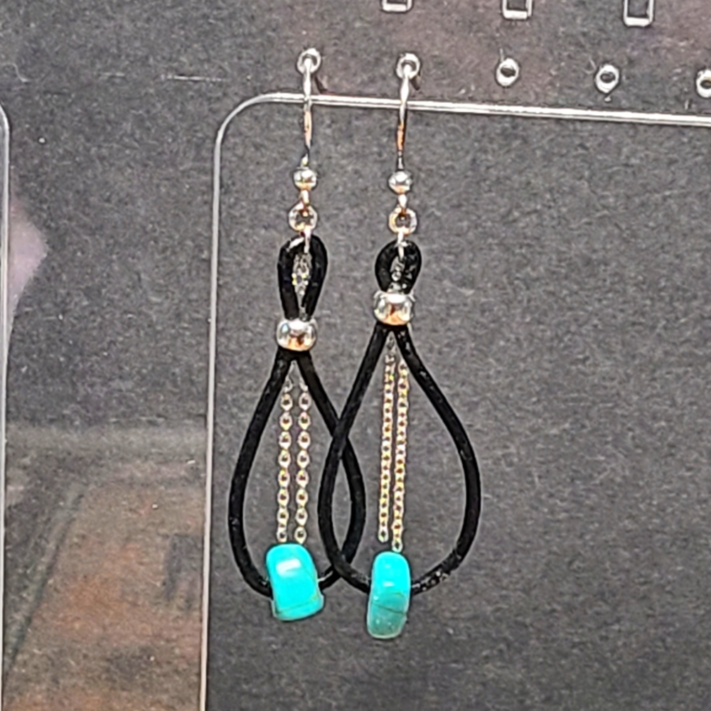 Sterling and leather earrings